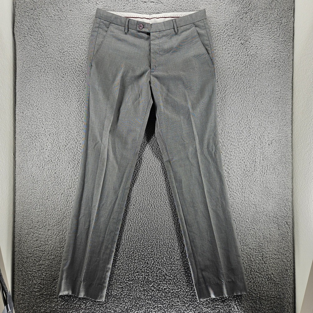 John Miller Slim Fit Dress Pants Mens 32x32 Gray Poly Viscose Flat Frt Trousers